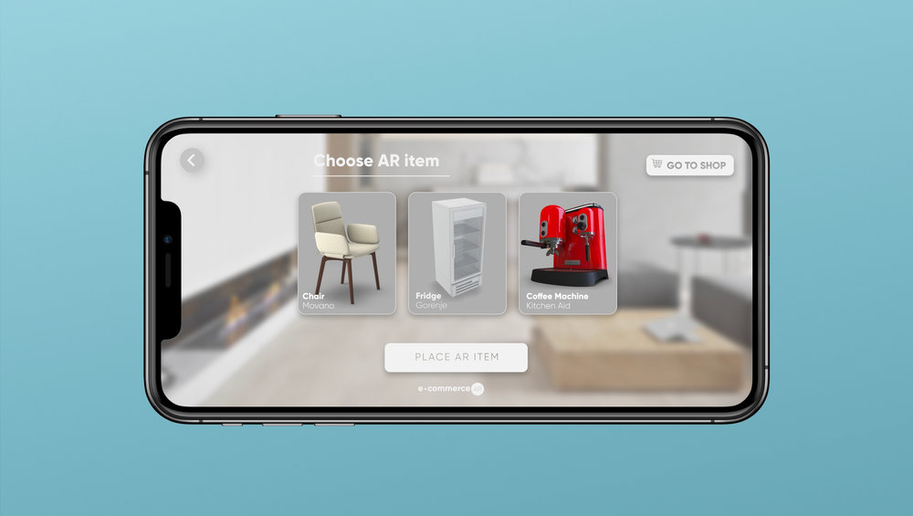 E-commerce AR furniture preview on a smartphone
