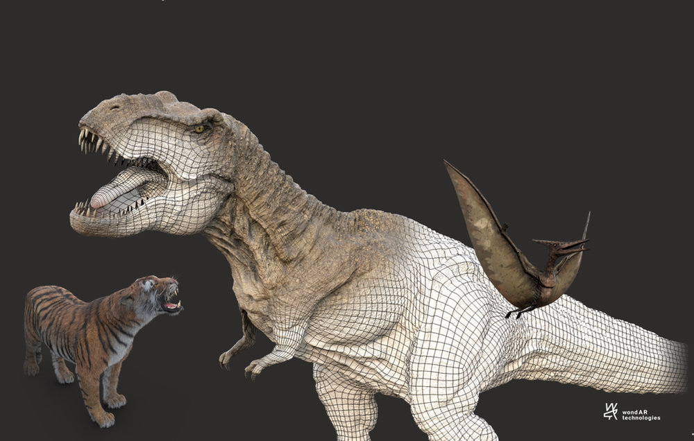 WondAR 3D dinosaurs in augmented reality